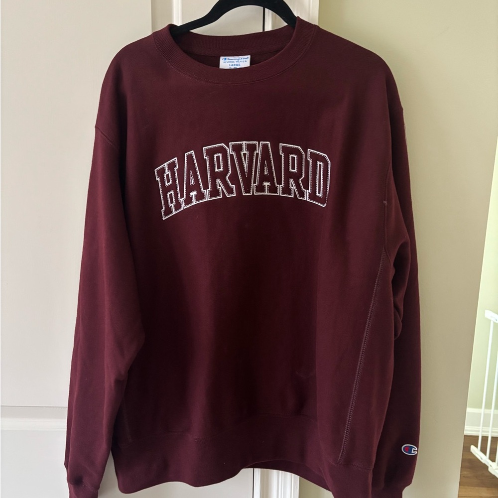 Champion Men's Harvard Maroon Crewneck Sweatshirt